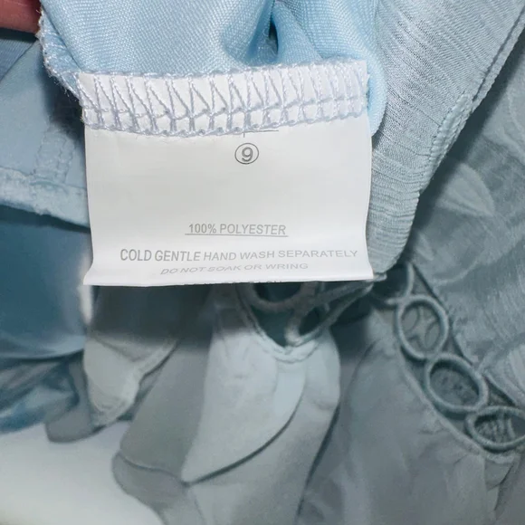 NWT SELFIE LESLIE Caspar Leafy Romantic EMBROIDERED DRESS Mod BABY BLUE WOMENS S - Picture 8 of 11